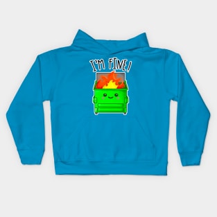 Kawaii Dumpster Fire. I'm Fine Kids Hoodie